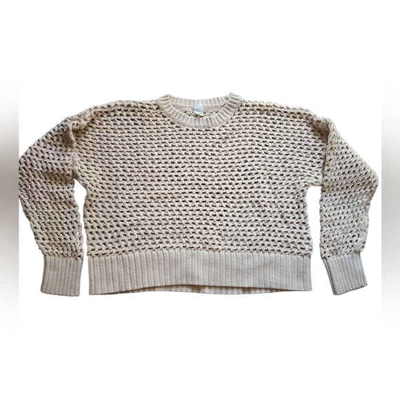 Old Navy Women's Cotton Cream Open StitchKnit Pullover Sweater~Large - Picture 3 of 7